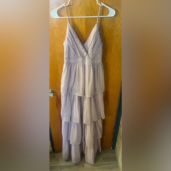 Love Stays True Lilac Swiss Dot Tiered Maxi Dress - Picture 3 of 7